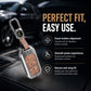 Metal Leather Brown Key Cover Compatible For Honda: Elevate, City, Jazz, Amaze, Accord, BR-V, CR-V, WR-V, Civic (2 button smart key)
