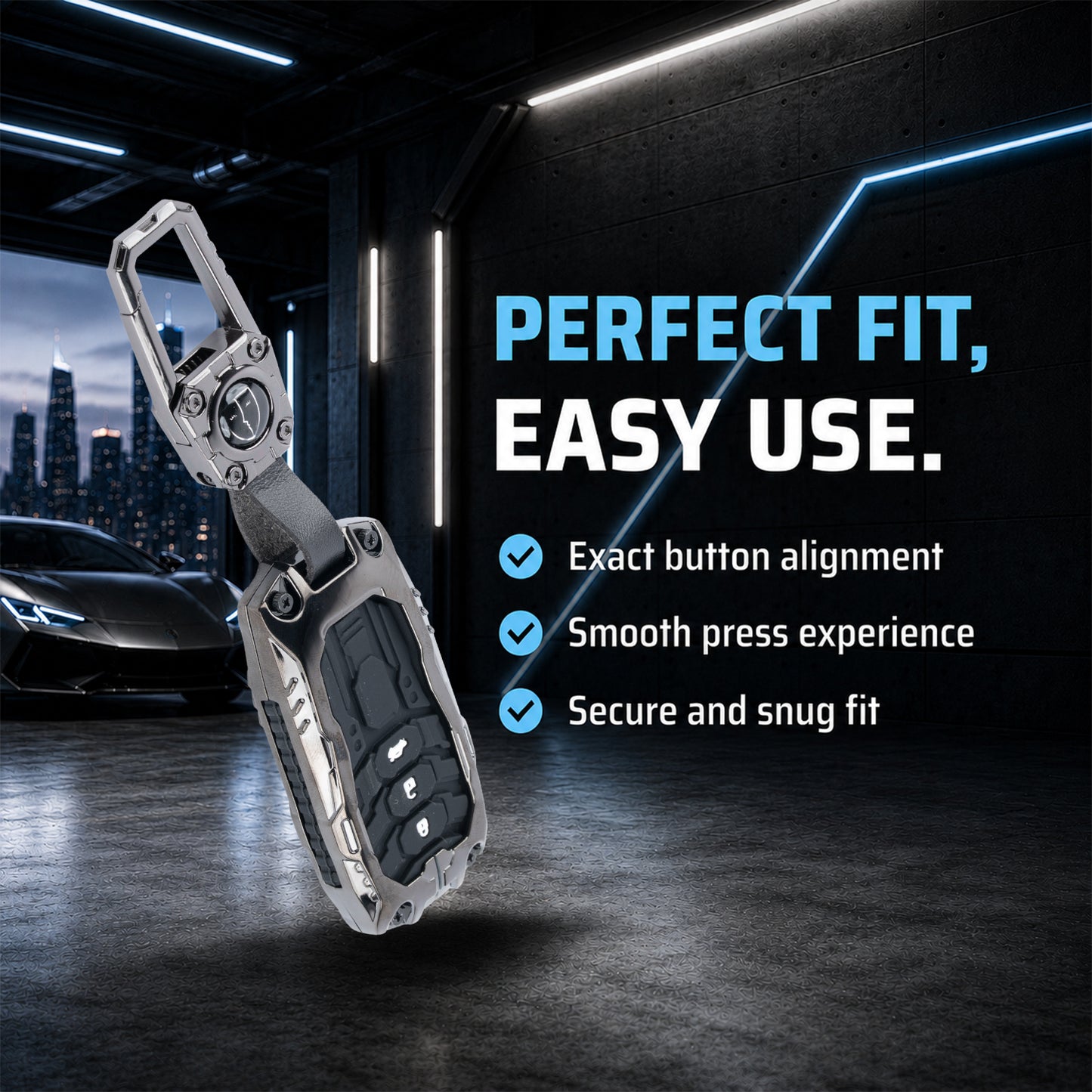 Metal Transformer Key Cover Compatible For Honda: City, Civic, Jazz, Brio, Amaze, Cr-v, Wr-v, Br-v, Mobilio 3 Button Smart Key