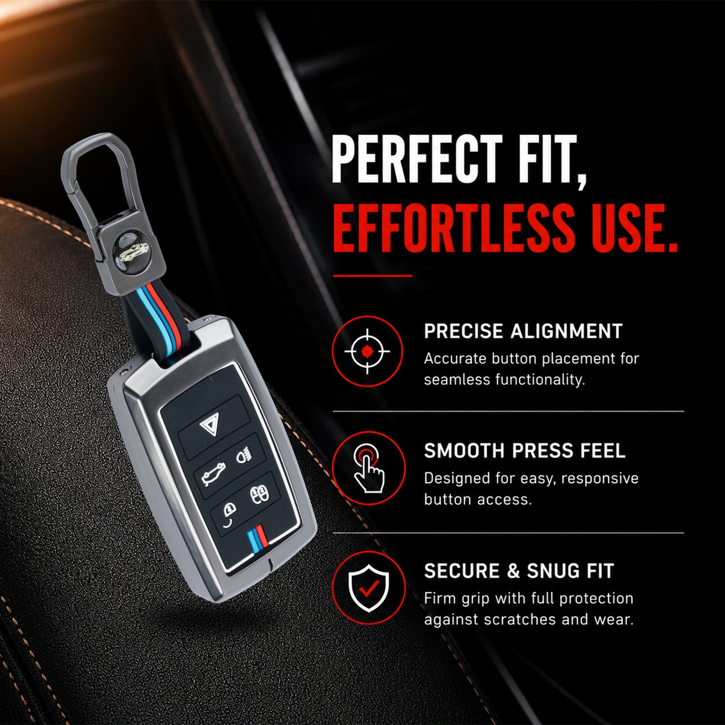 metal silicon Car Key Cover Compatible For Land Rover | Range Rover | Jaguar 5 Button Smart Key