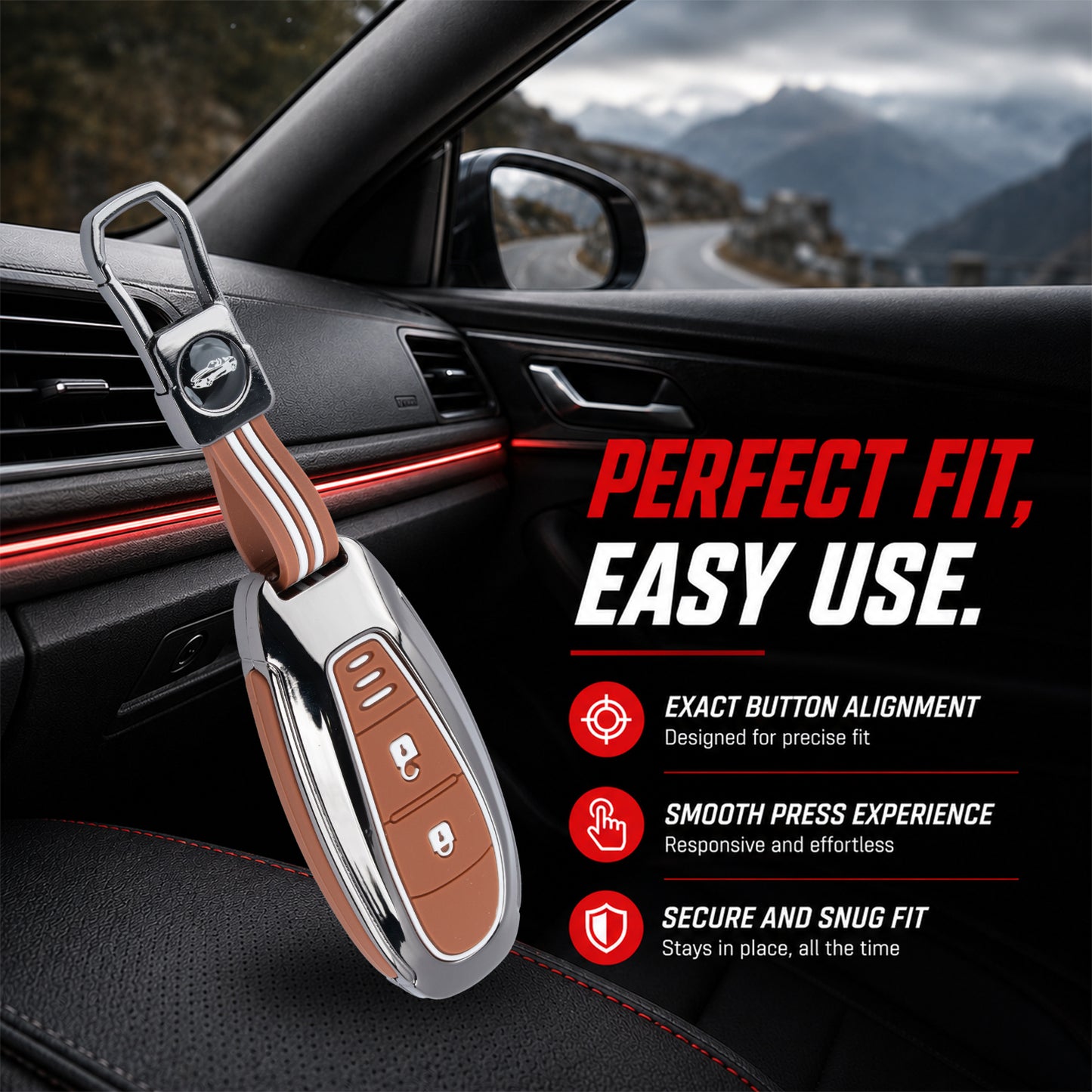 Metal  Key Cover Compatible For Suzuki : Baleno, Ciaz, Ignis, S-Cross, Grand Vitara, Brezza & Toyota Urban Cruiser
