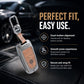 Metal Leather Car Key Cover Compatible For Ford : Figo, Aspire, Ecosport, Endeavour | 3 button Smart Key