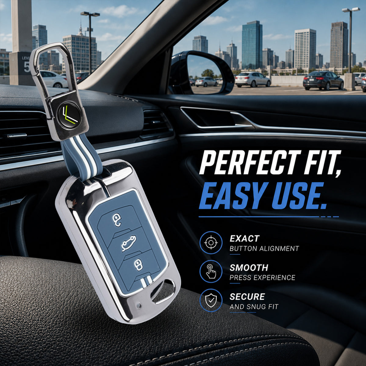 Metal Key Cover Compatible For Mahindra: Thar, Bolero, Scorpio, Scorpio-N, XUV700, XUV400, XUV3x0, XUV300, TUV300, Marazzo (3 button flip key)