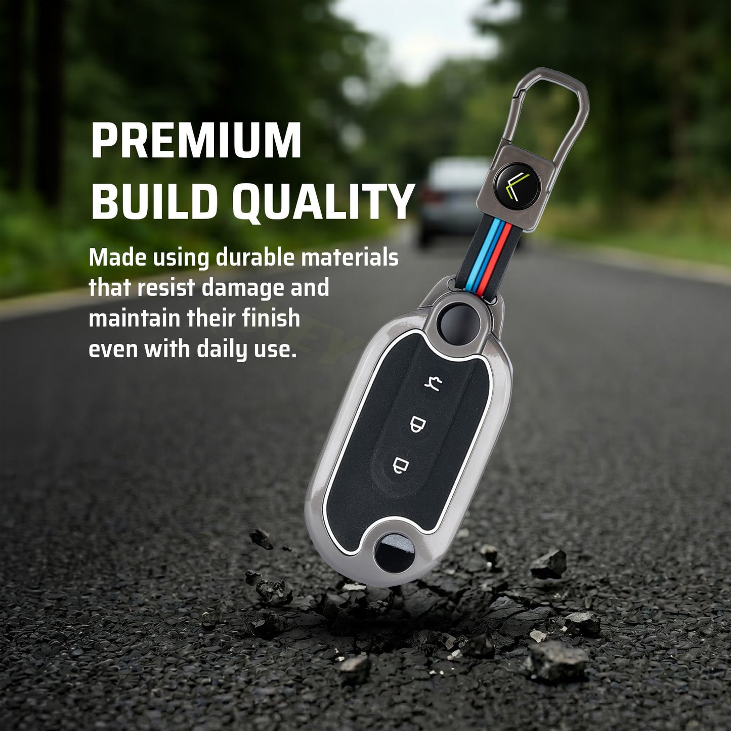 Metal Silicone Key Cover Compatible for MG Comet EV Electric 3 Button Flip Key (Base VARIENT)