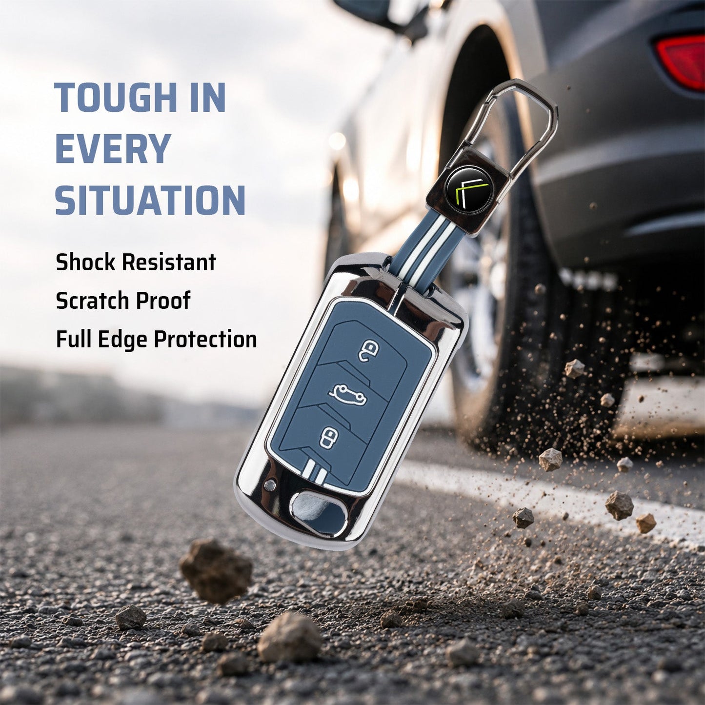 Metal Key Cover Compatible For Mahindra: Thar, Bolero, Scorpio, Scorpio-N, XUV700, XUV400, XUV3x0, XUV300, TUV300, Marazzo (3 button flip key)