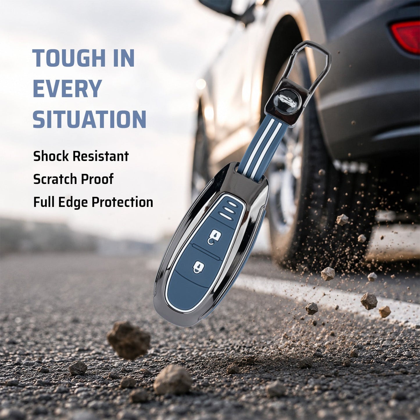 Metal Key Cover Compatible For Suzuki: Baleno, Ciaz, Ignis, S-Cross, Grand Vitara, Brezza & Toyota Urban Cruiser (3 Button smart key)