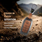 Metal Leather Brown Car Key Cover Compatible For Toyota: Innova Crysta, HyCross, Hilux, Fortuner, Legender, Land Cruiser, Camry (3 button smart key)