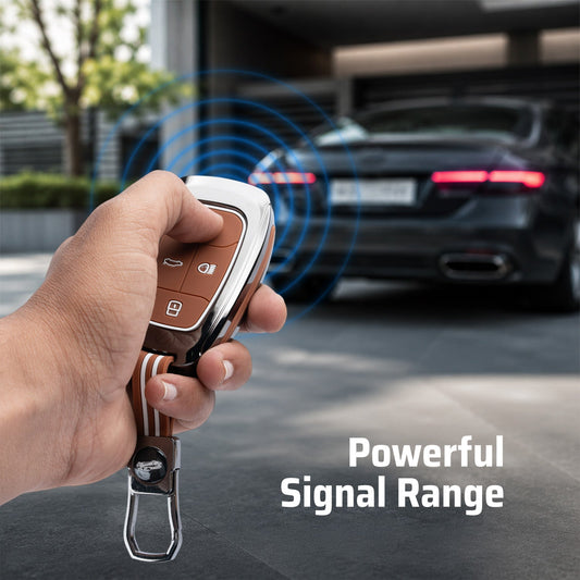 Metal Key Cover Compatible For Tata: Nexon, Harrier,Tiago, Tigor BS6, Tigor EV, Safari 2021, Altroz, Safari Gold, Gravitas, Punch (4 button smart key)