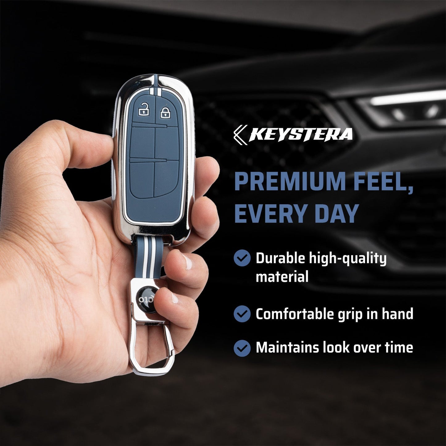 Metal Silicone Car Key Cover Compatible For Jeep Compass, Jeep Compass Trailhawk Smart Key