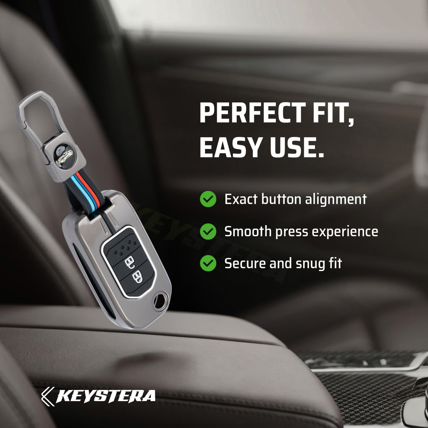 metal silicon Car Key Cover Compatible For Honda City | WR-V | Jazz (2 Button Flip Key)