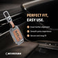 Metal Leather Brown Car Key Cover Compatible For kia : Seltos, Sonet, Carens, Carens Clavis  (3 Button Flip Key)