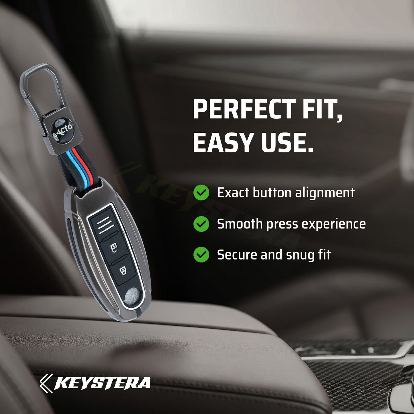 Metal Silicone Key Cover Compatible for Nissan Sunny | Terrano | Magnite (2 button smart key)