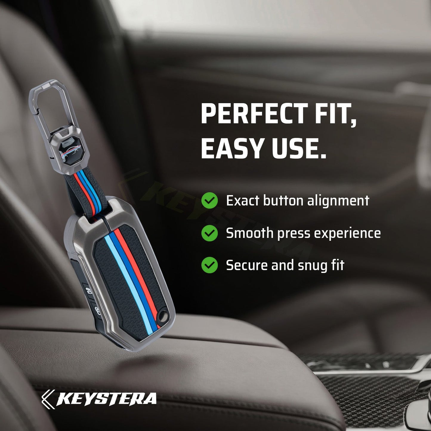 Metal Silicone Car Key Cover Compatible For kia : Seltos, Sonet, Carens, Carens Clavis (3 Button Flip Key)