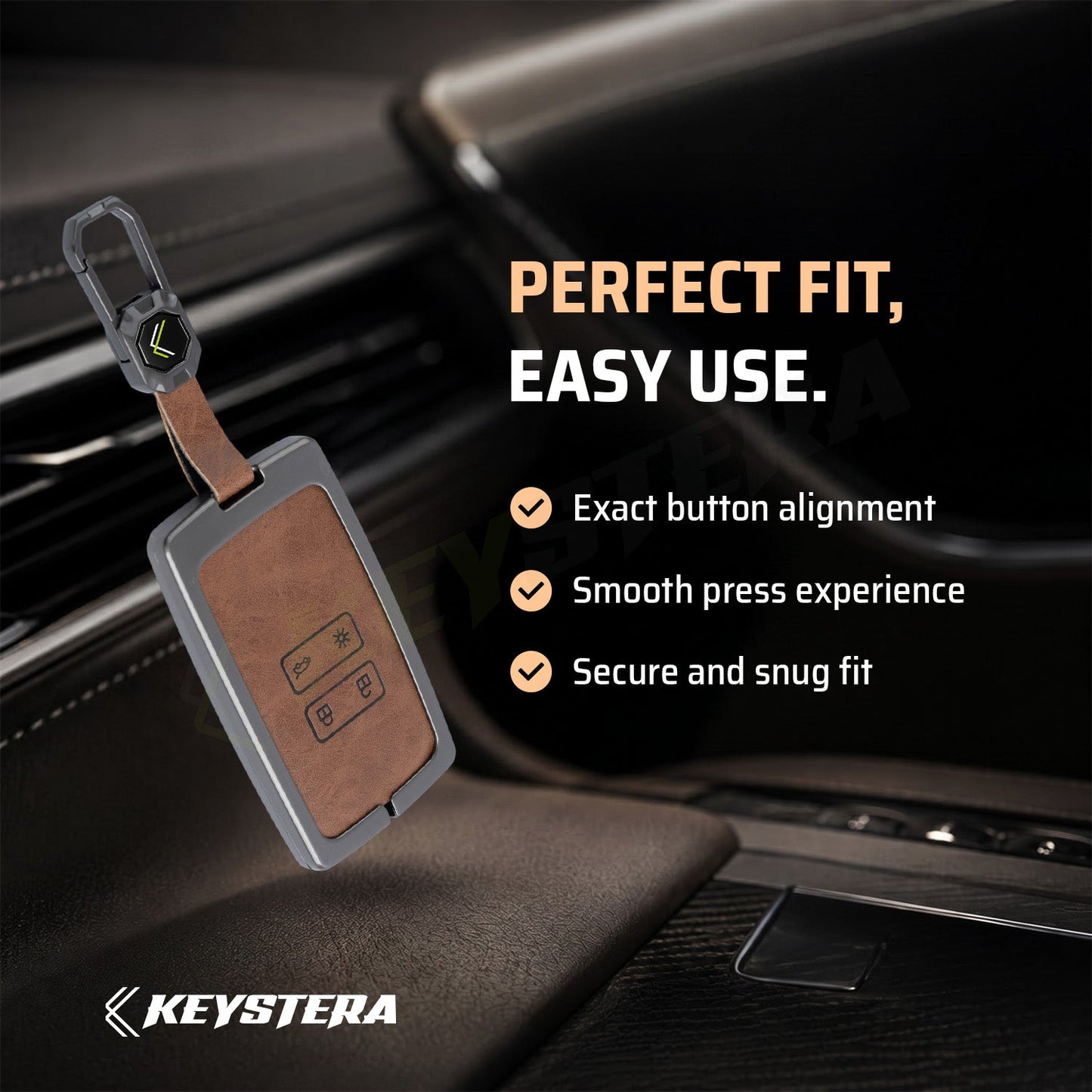 Metal Silicone Key Cover Compatible For Renault Triber | Kiger | New Kwid Smart Key
