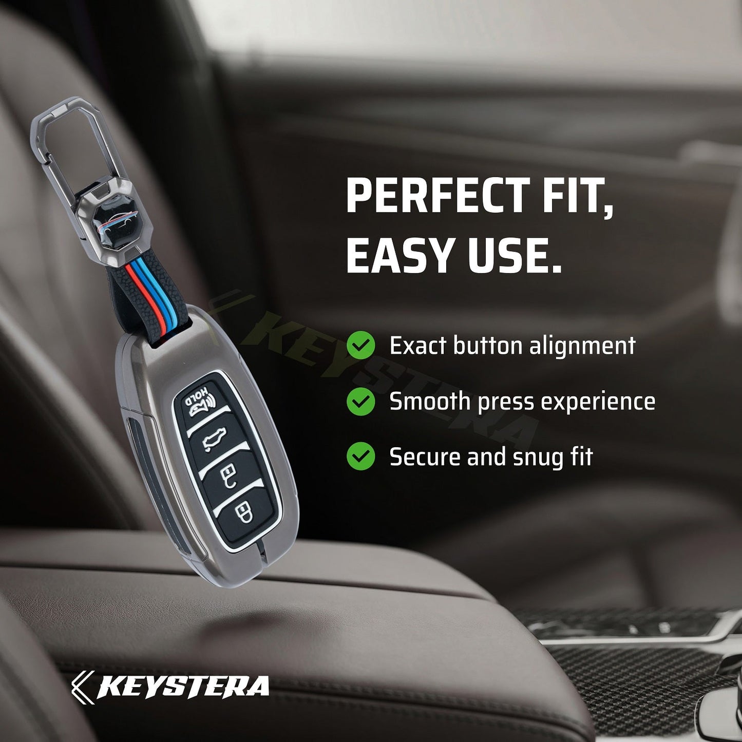 Metal Silicone Key Cover Compatible for New Hyundai New Verna | Verna 2020 Smart Key (4 Button Smart key)