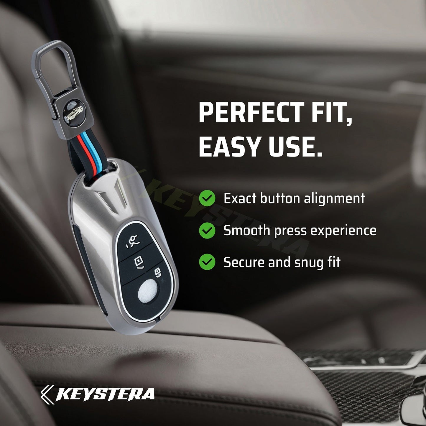 Metal Silicone Car Key Cover Compatible For New Mercedes Benz Maybach | S Class | E Class (3 Button Smart Key)