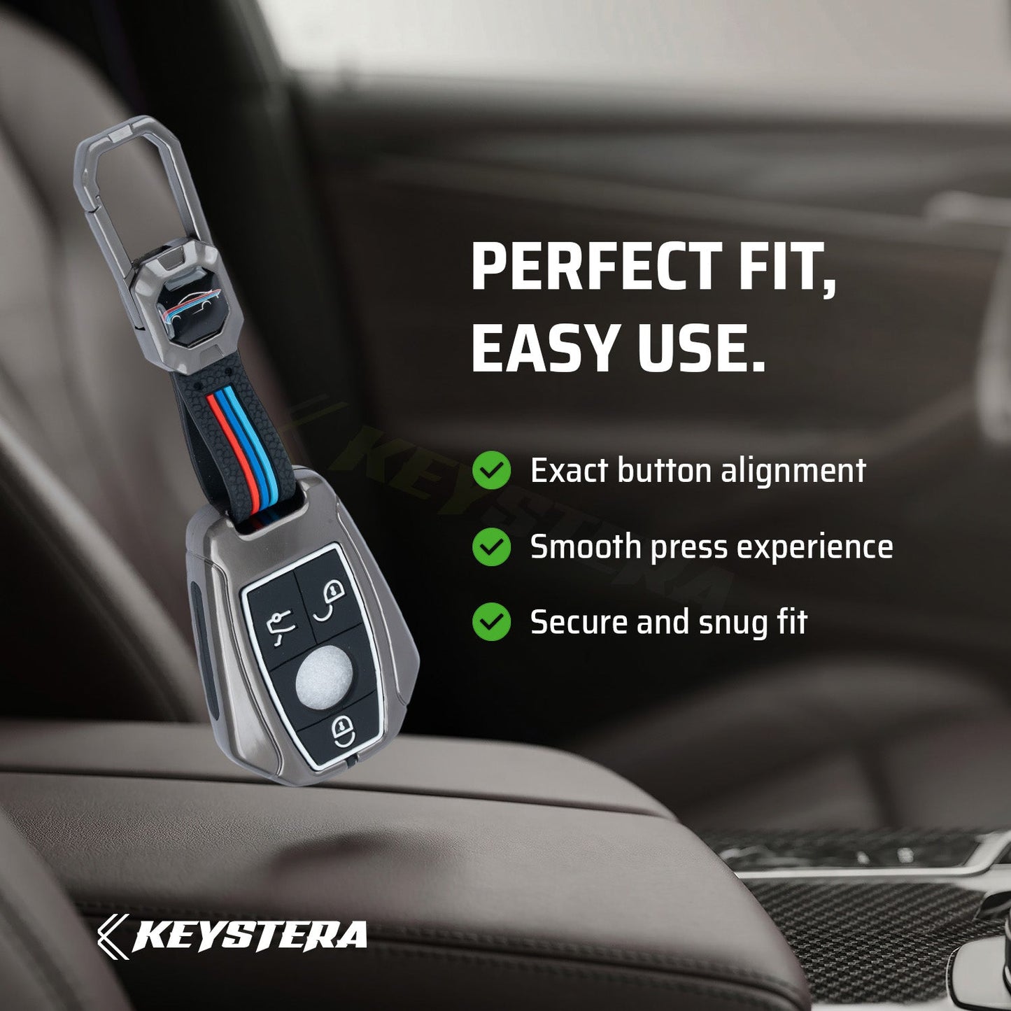 Metal Silicone Car Key Cover Compatible For Mercedes Benz : GL Series | S - Class | C - Class | M - Class | 3 Button Smart Key