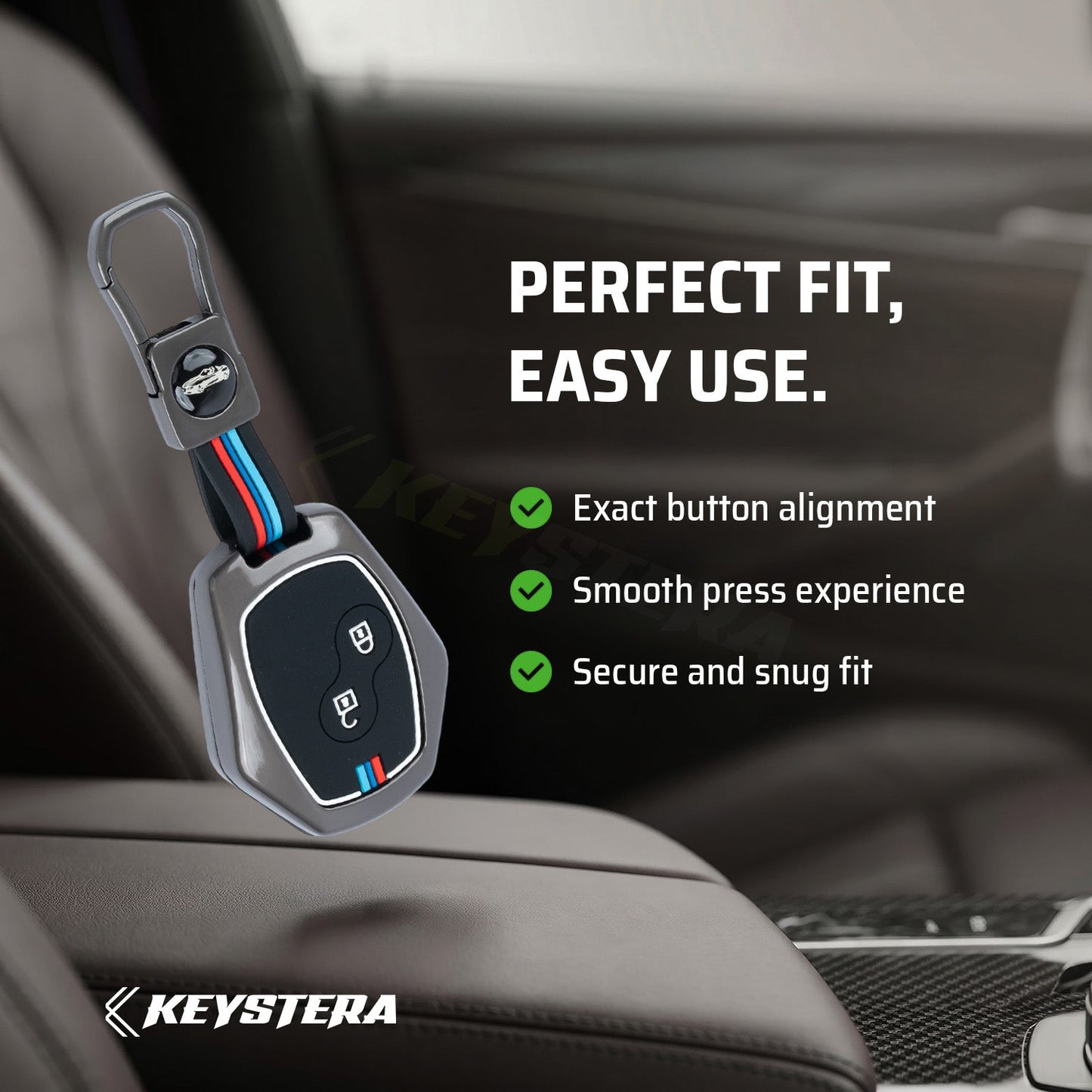Metal Silicone Key Cover Compatible for Renault Duster | Nissan Terrano 2 Button Key