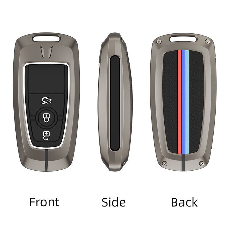 Metal Silicone Key Cover Compatible for Ford : Figo, Aspire, Ecosport, Endeavour | 3 button Smart Key