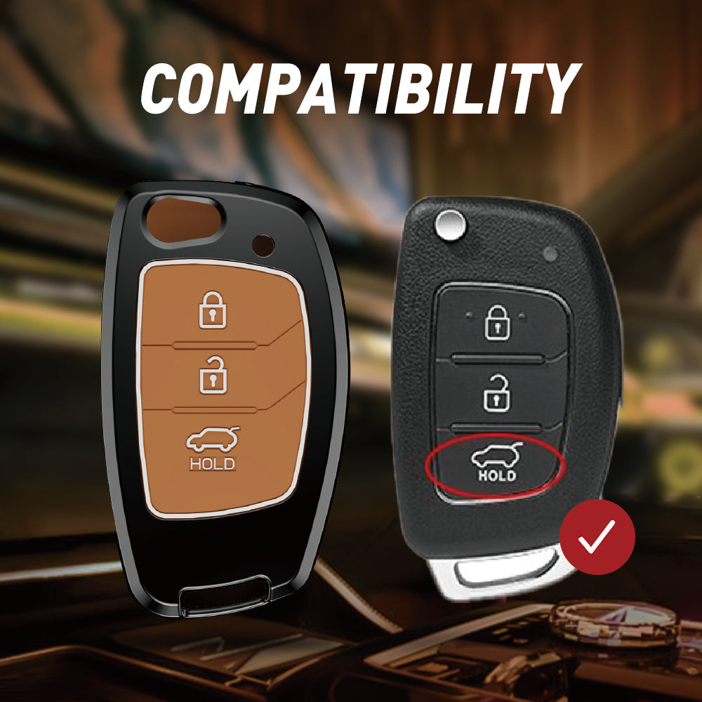 Hyundai : Creta, Venue, Tucson, Alcazar, I20, Grand i10, Aura, Xcent, Exter 3 button flip Key cover