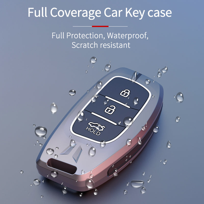 Metal Silicone Key Cover Compatible For Hyundai: i20, Creta, Venue, Tucson, Alcazar, Verna, Xcent, Aura, Elantra, Nios, I-10 Grand,Exter