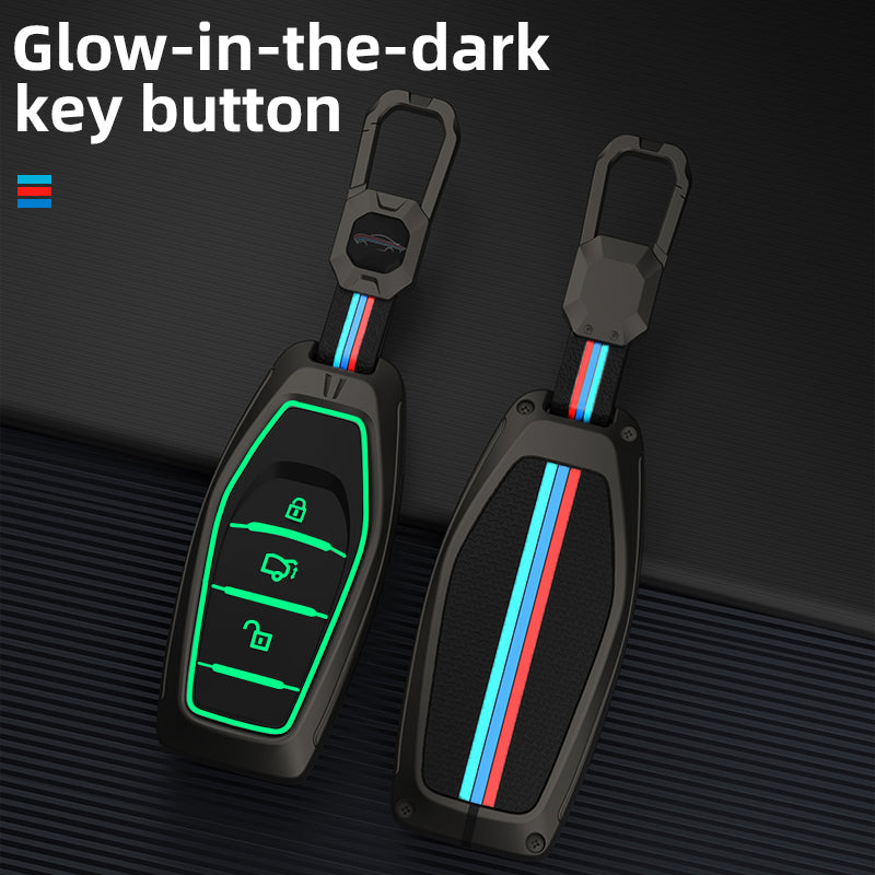 Metal Silicone Key Cover With Key Chain Compatible with Mahindra: XUV500 (3 button smart key)