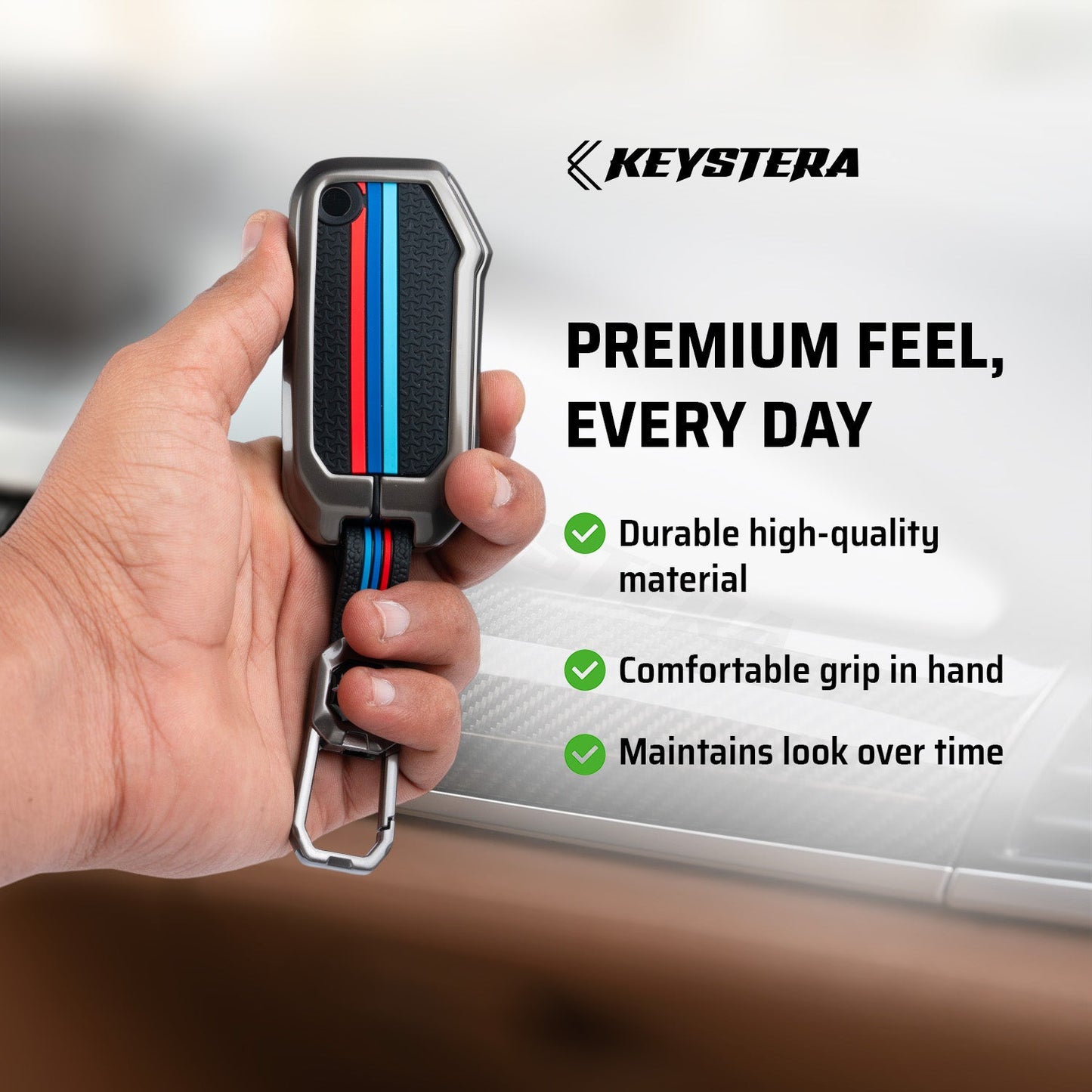 Metal Silicone Car Key Cover Compatible For kia : Seltos, Sonet, Carens, Carens Clavis (3 Button Flip Key)