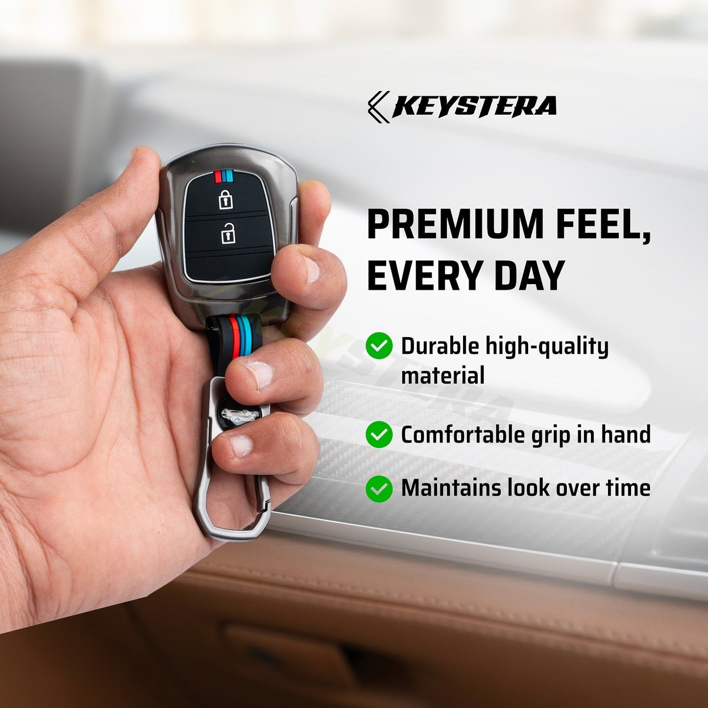 Metal Silicone Key Cover Compatible for Hyundai Grand i10 | Santro (2 Button Key)