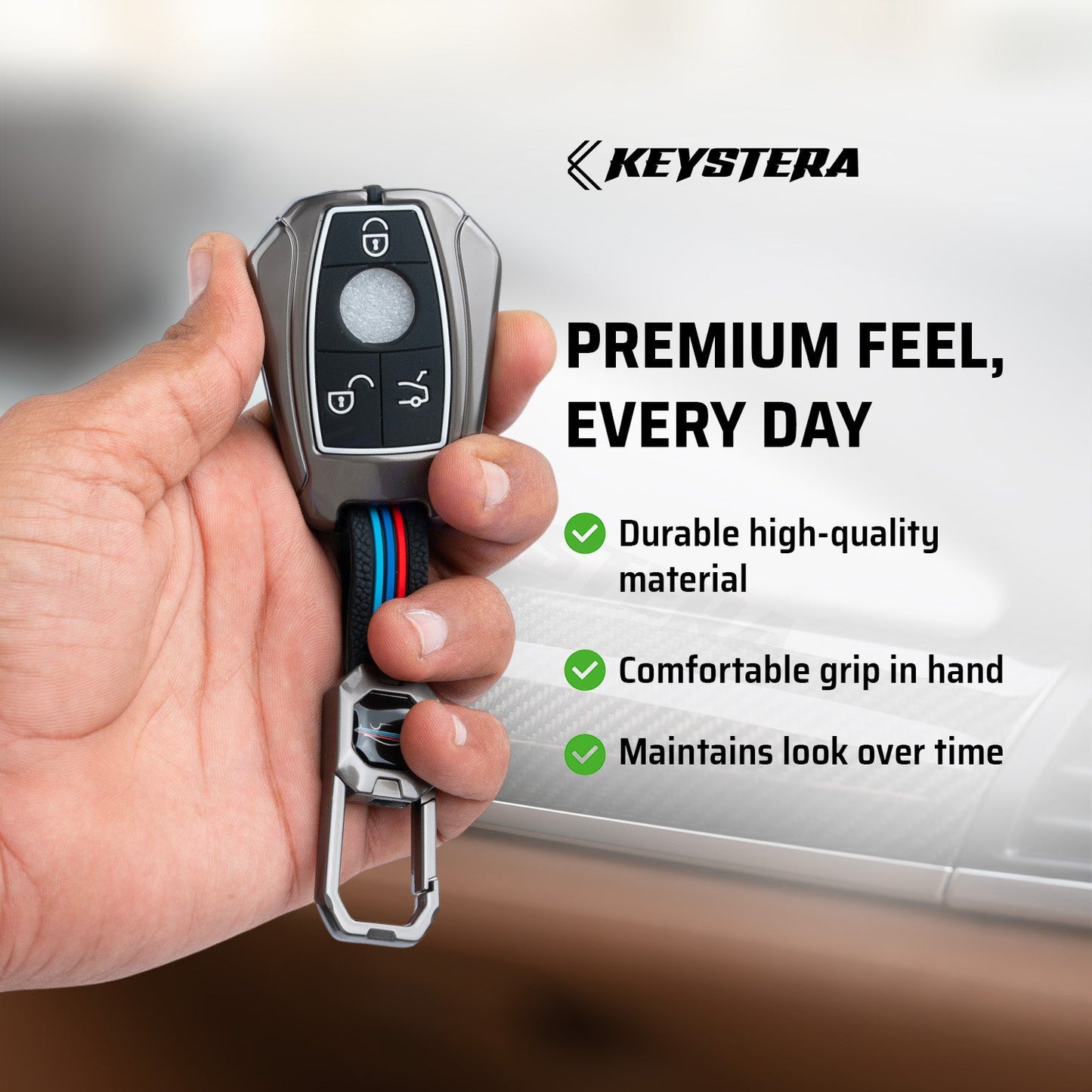 Metal Silicone Car Key Cover Compatible For Mercedes Benz : GL Series | S - Class | C - Class | M - Class | 3 Button Smart Key