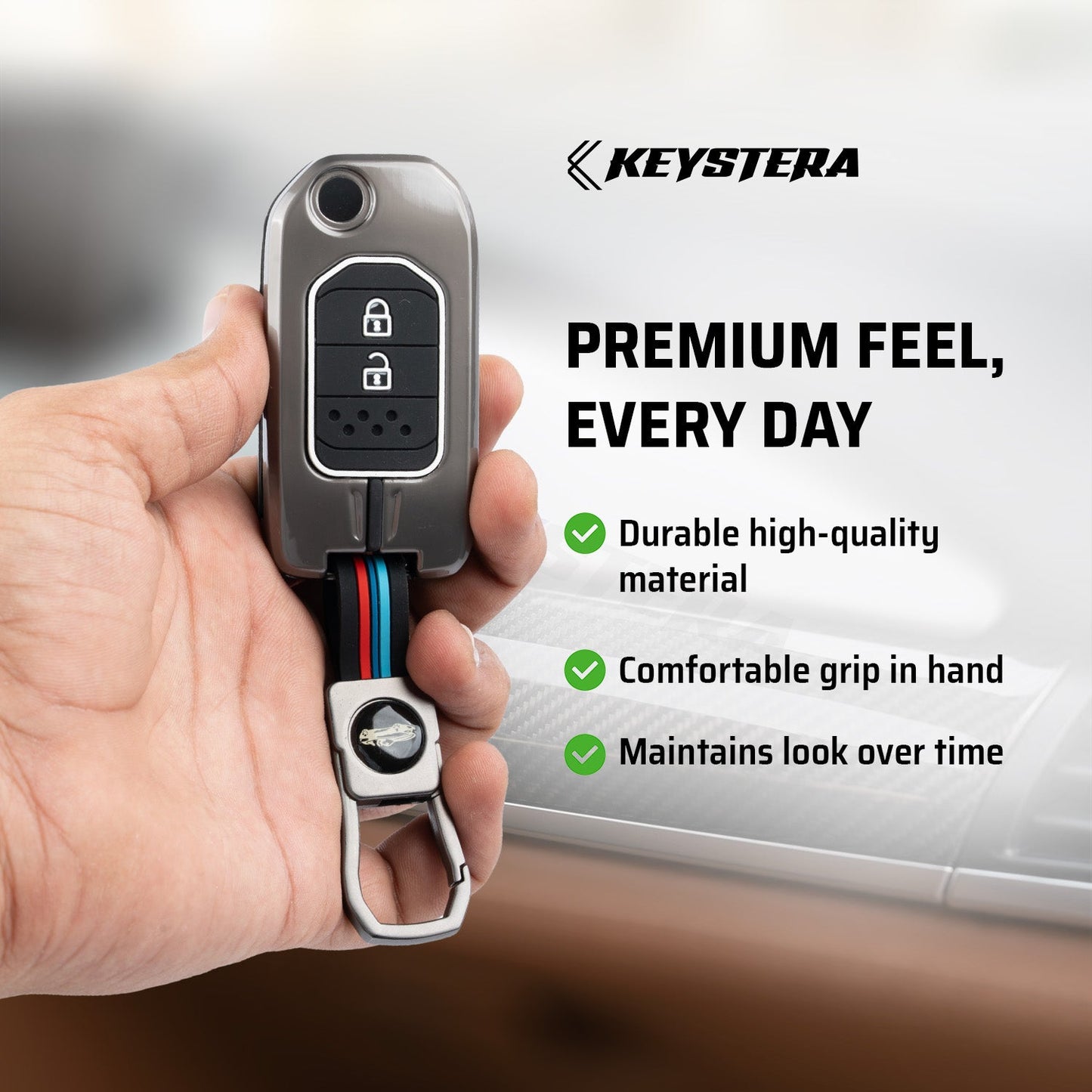 metal silicon Car Key Cover Compatible For Honda City | WR-V | Jazz (2 Button Flip Key)