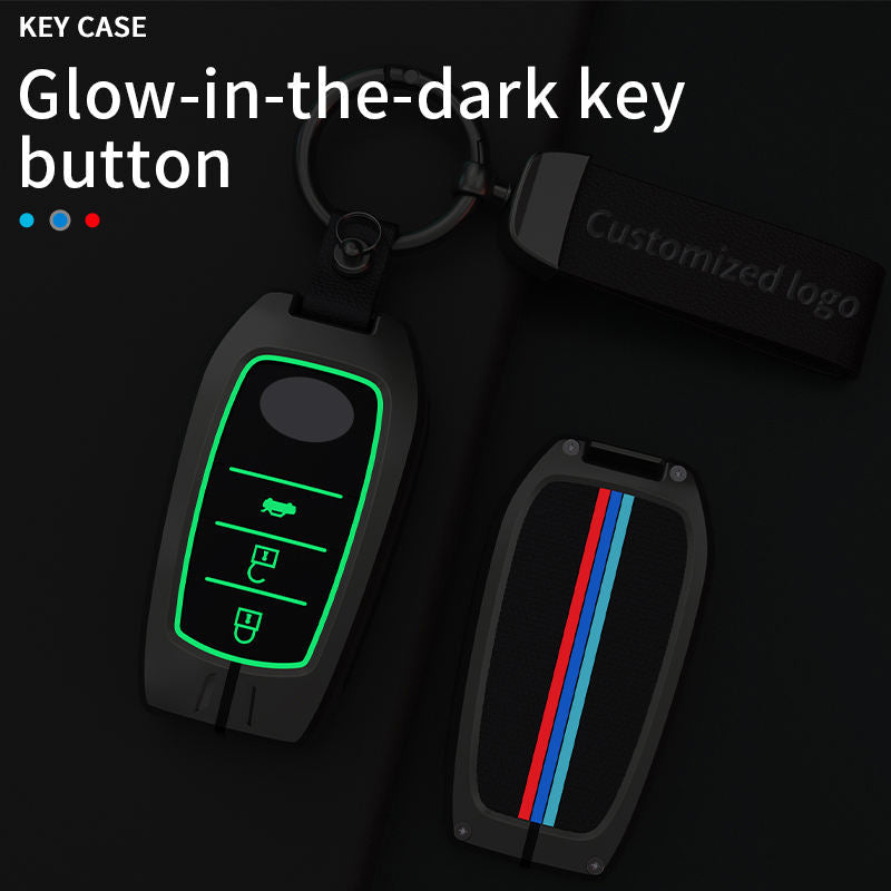 Metal Silicone Car Key Cover Compatible For Toyota: Innova Crysta, HyCross, Hilux, Fortuner, Legender, Land Cruiser, Camry (3 button smart key)