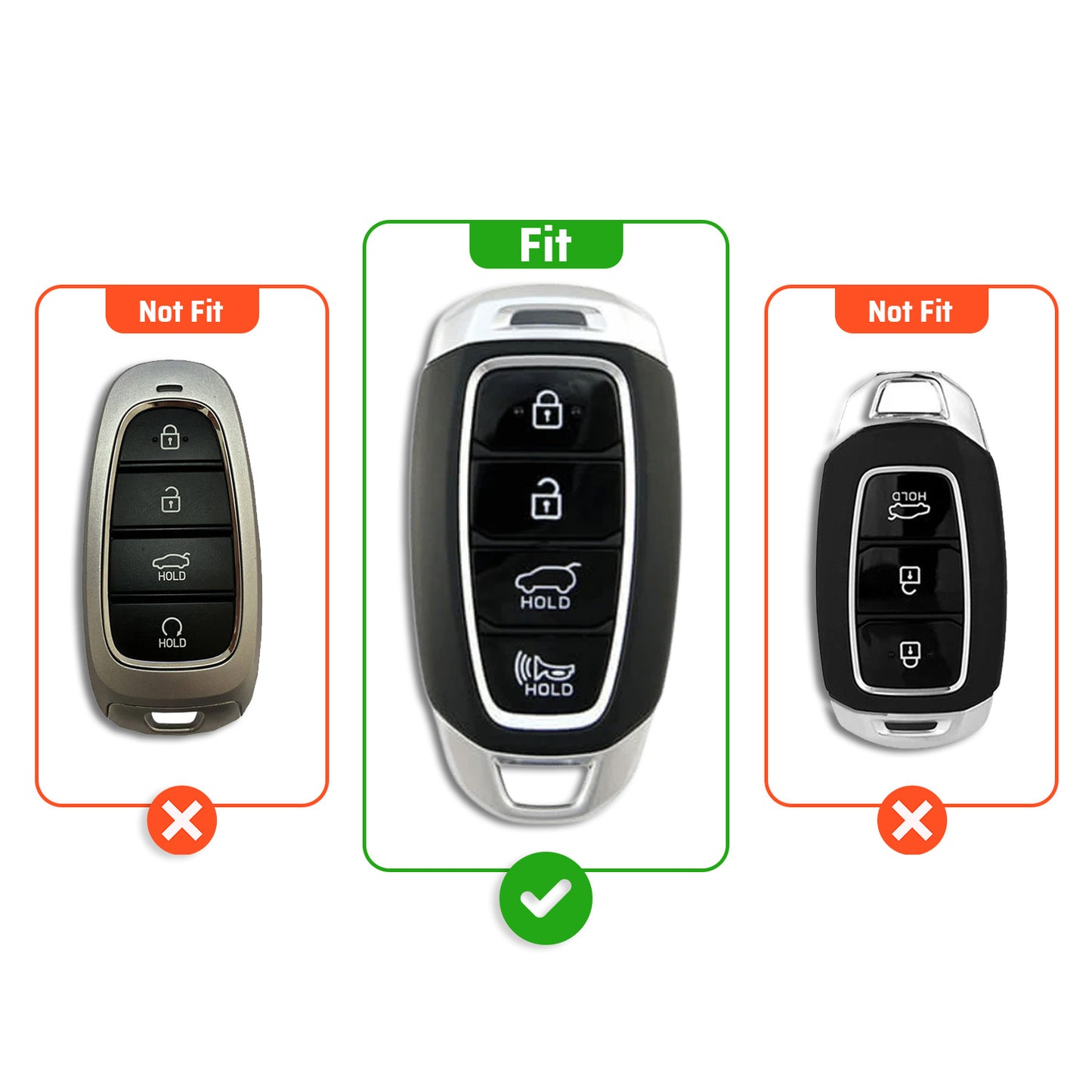 Metal Silicone Key Cover Compatible for New Hyundai New Verna | Verna 2020 Smart Key (4 Button Smart key)
