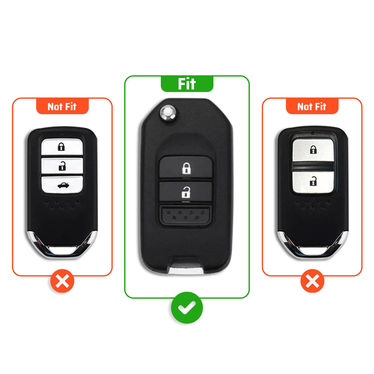 metal silicon Car Key Cover Compatible For Honda City | WR-V | Jazz (2 Button Flip Key)