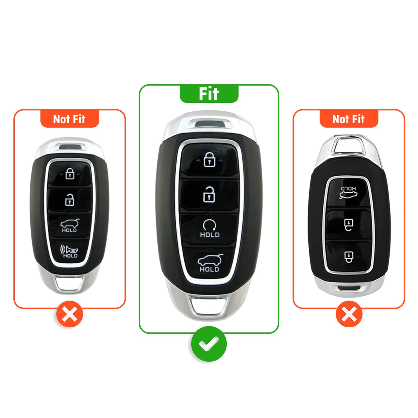Metal Sapphire Key Cover With Key Chain Compatible with Hyundai: i20, Verna 2023 onwards (4 button smart key)