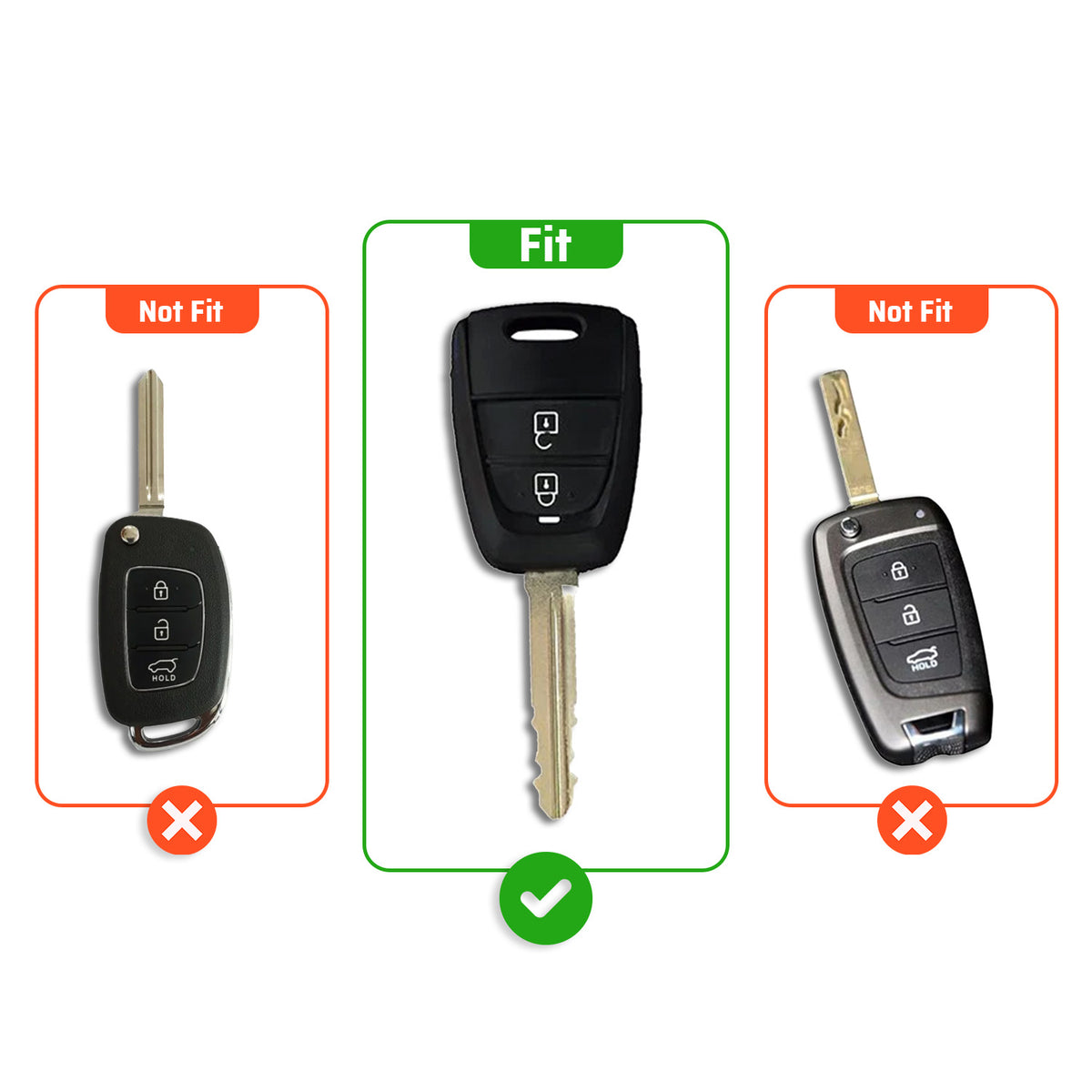 Metal Silicone Key Cover Compatible for Hyundai Grand i10 | Santro (2 Button Key)
