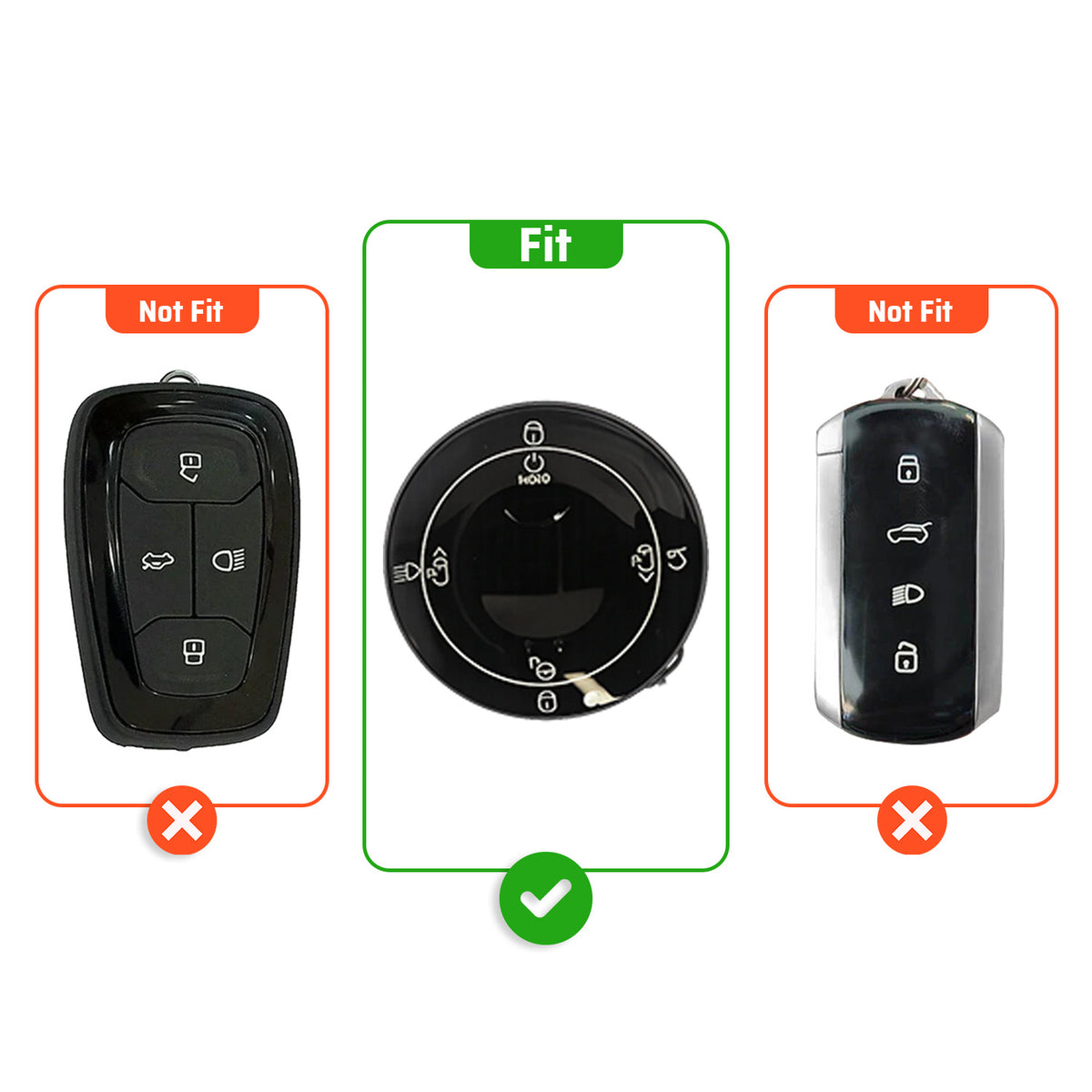 Metal Leather Brown Car Key Cover Compatible For TATA Harrier EV 4 button Smart Key.