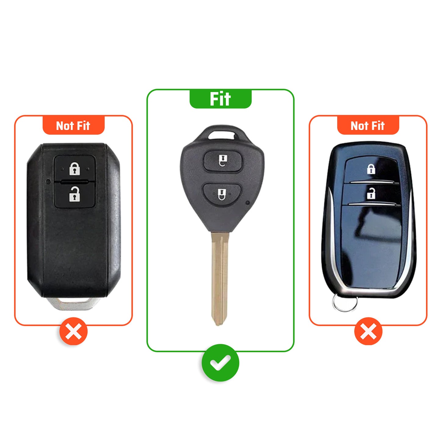 Metal Sapphire Key Cover With Key Chain Compatible with Toyota : Innova, Fortuner 2 button remote key