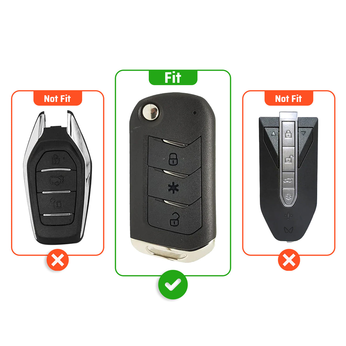 Metal Key Cover Compatible For Mahindra: Thar, Bolero, Scorpio, Scorpio-N, XUV700, XUV400, XUV3x0, XUV300, TUV300, Marazzo (3 button flip key)