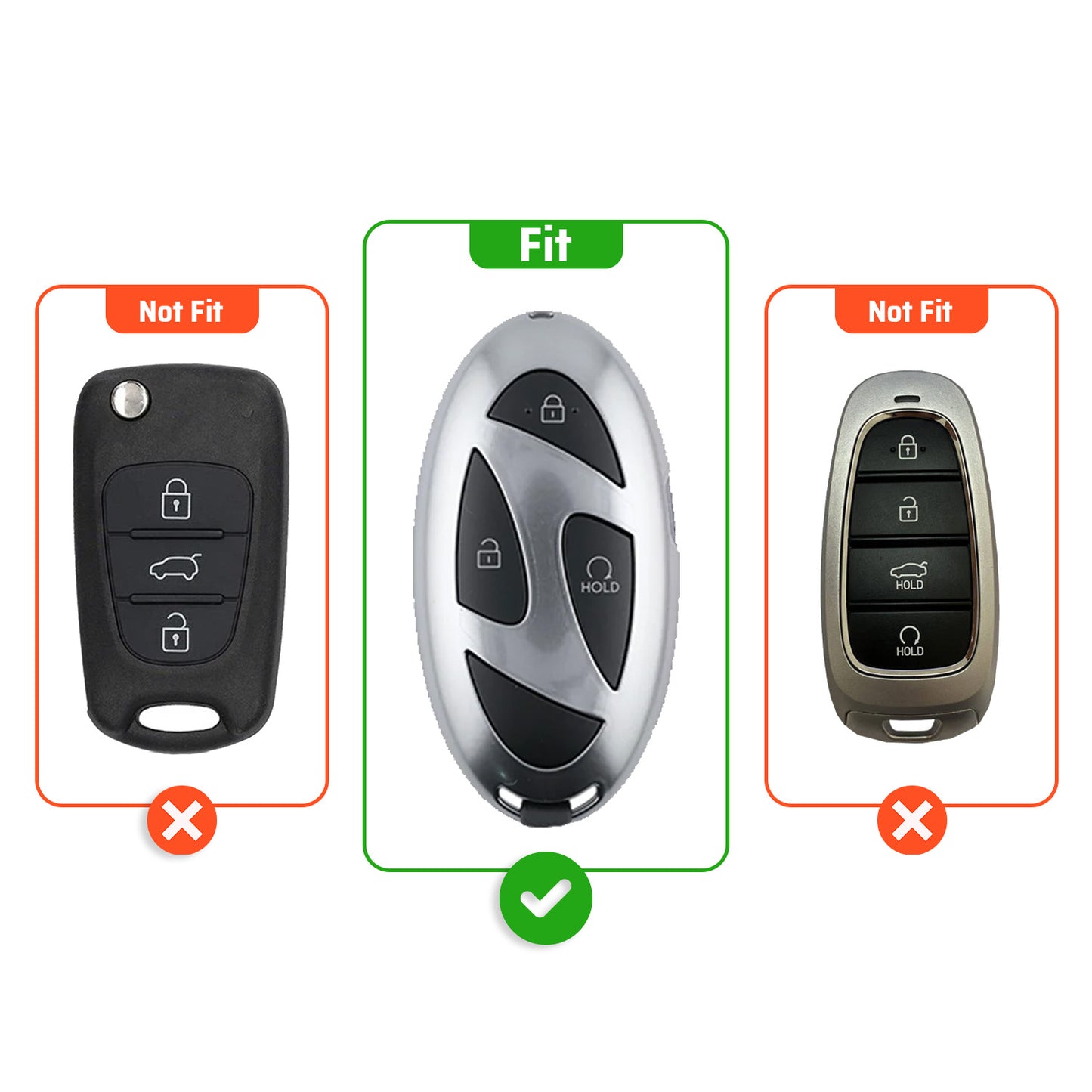 Metal Leather Car Key Cover Compatible For Hyundai Venue 2026 3-Button Smart Key