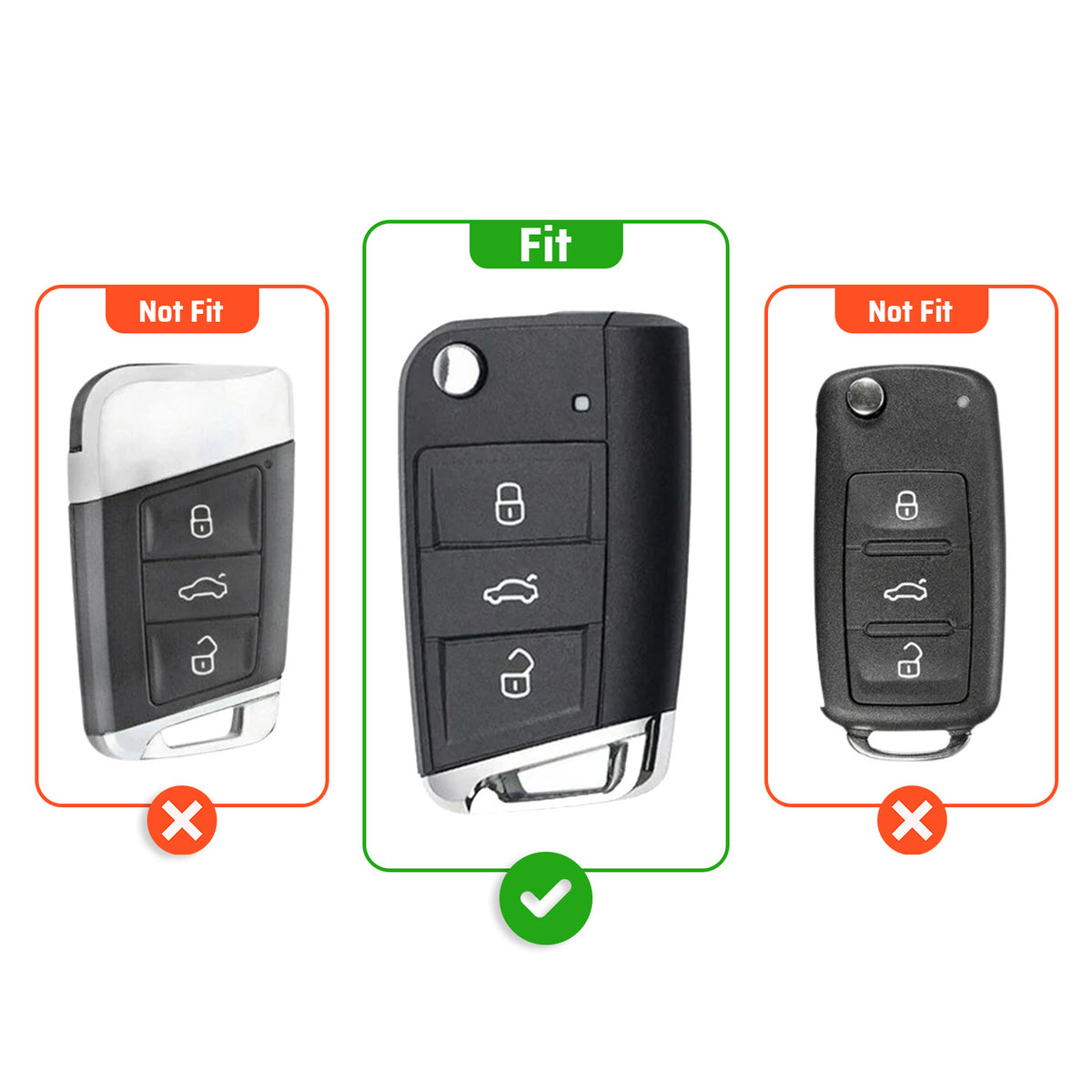 Metal Key Cover Compatible For Skoda Kushaq | Skoda Kodiaq | Skoda Slavia | Octavia | Volkswagen Tiguan | Volkswagen Virtus | New Polo | New Vento (3 Button)