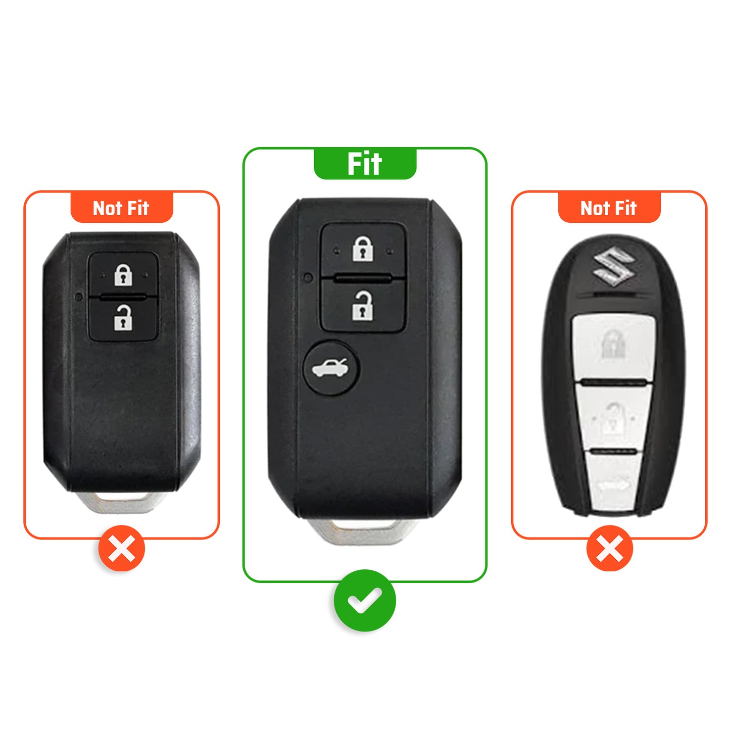 Metal Key Cover Compatible For Suzuki : Baleno, Swift, Ertiga, XL6, DZire, Fronx, Scross, Celerio, Ciaz, Brezza, Grand Vitara, Jimny, Ignis (3 Button Smart key)