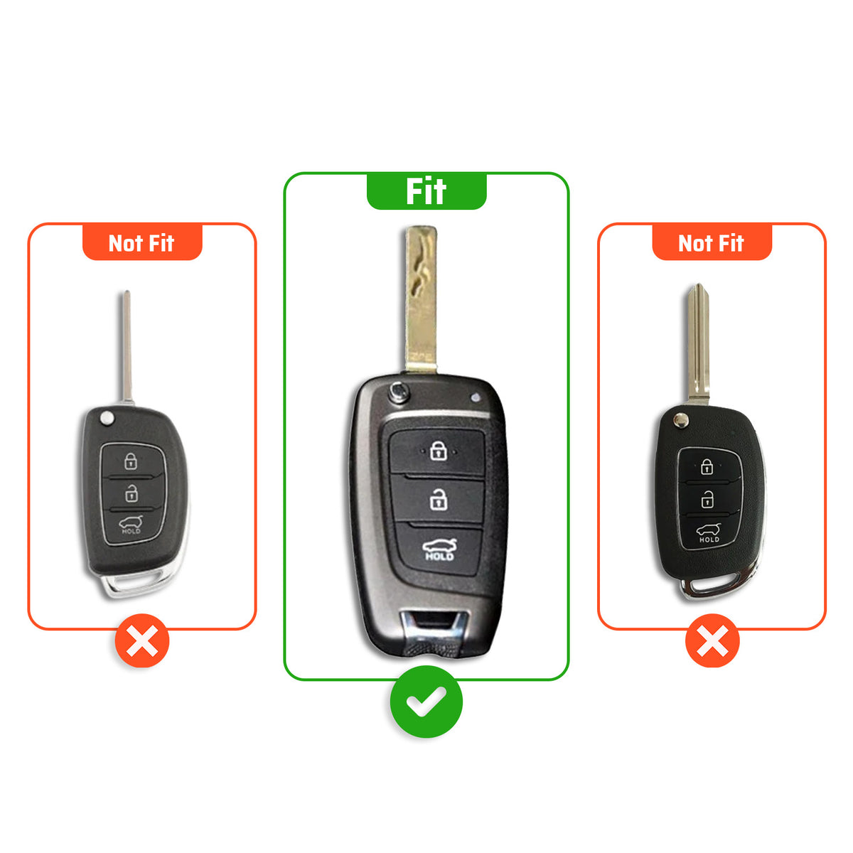 Metal silicon Car Key Cover Compatible For Hyundai Kona, Verna, Tucson, Venue, Aura (3 Button Flip Key)