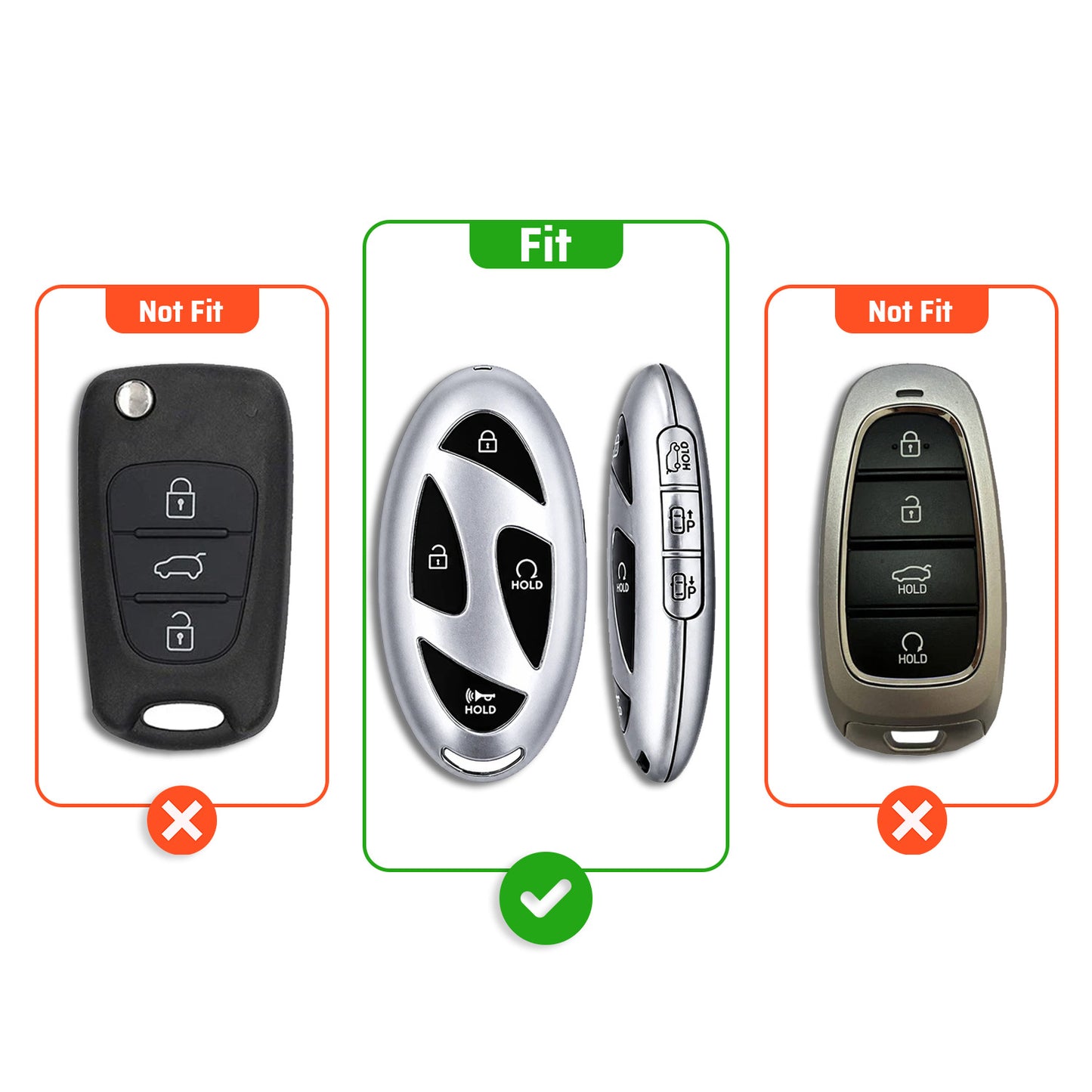 Metal Silicone Car Key Cover Compatible For Hyundai Venue 2026 3-Button Smart Key