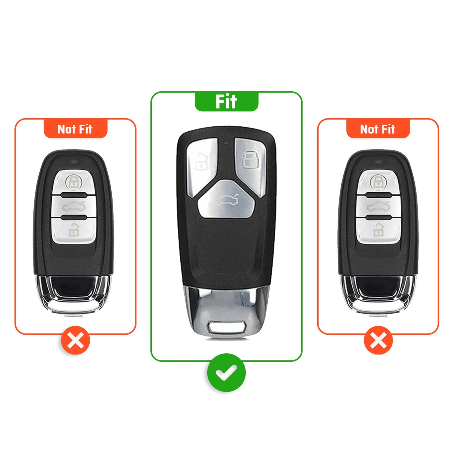 Metal Leather Key Cover For Audi Q5, A5, A8, Q7, A4, A6 (3 button smart key)