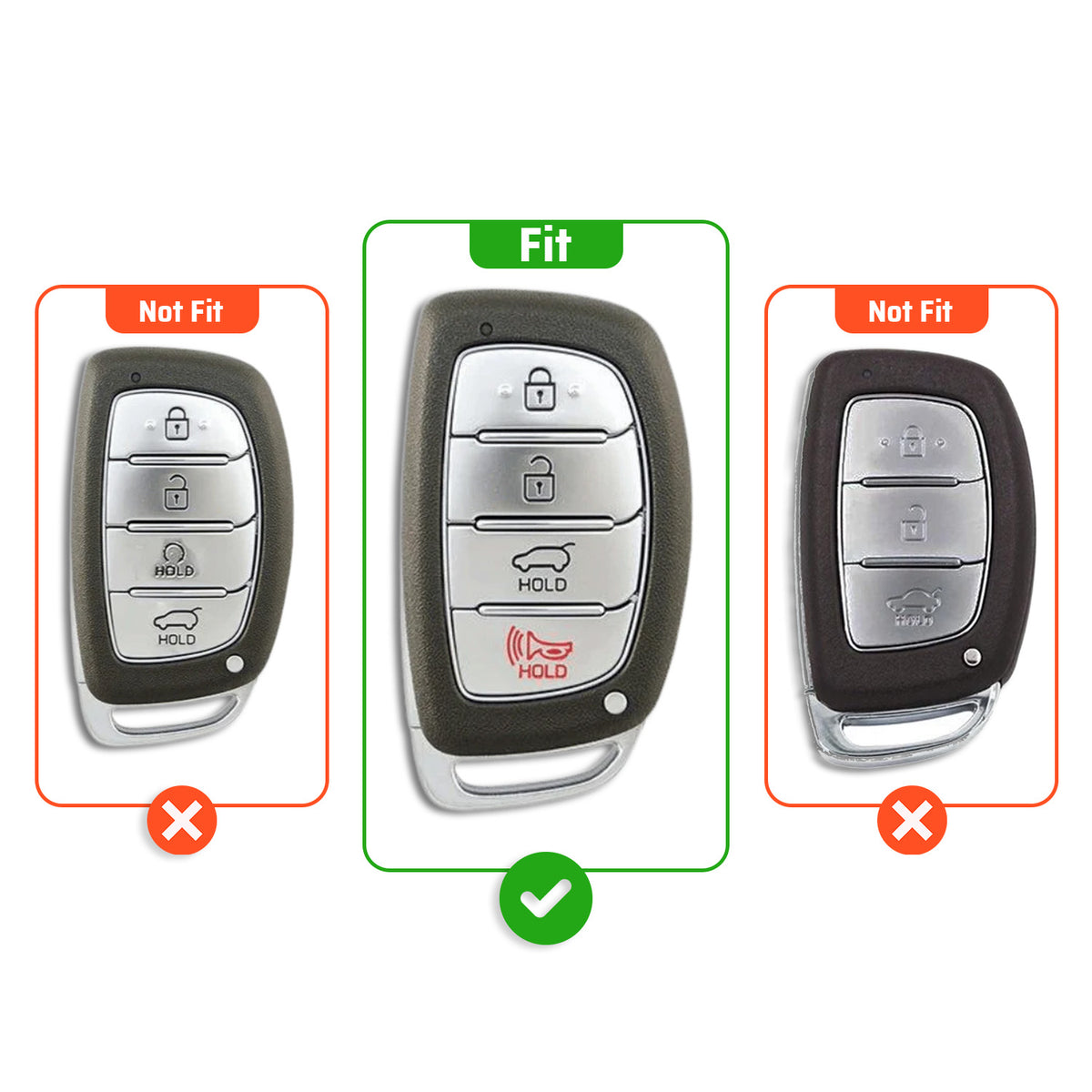 Metal Silicone Key Cover Compatible for Hyundai: i20, Creta, Venue, Tucson, Alcazar, Grand i10, Verna, Xcent, Aura, Elantra (4 button Smart Key)