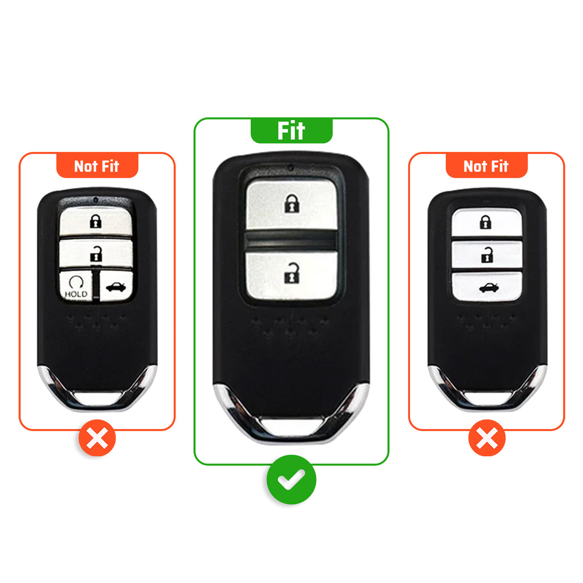 Metal Sapphire Key Cover With Key Chain Compatible with Honda: Elevate, City, Jazz, Amaze, Accord, BR-V, CR-V, WR-V, Civic (2 button smart key)