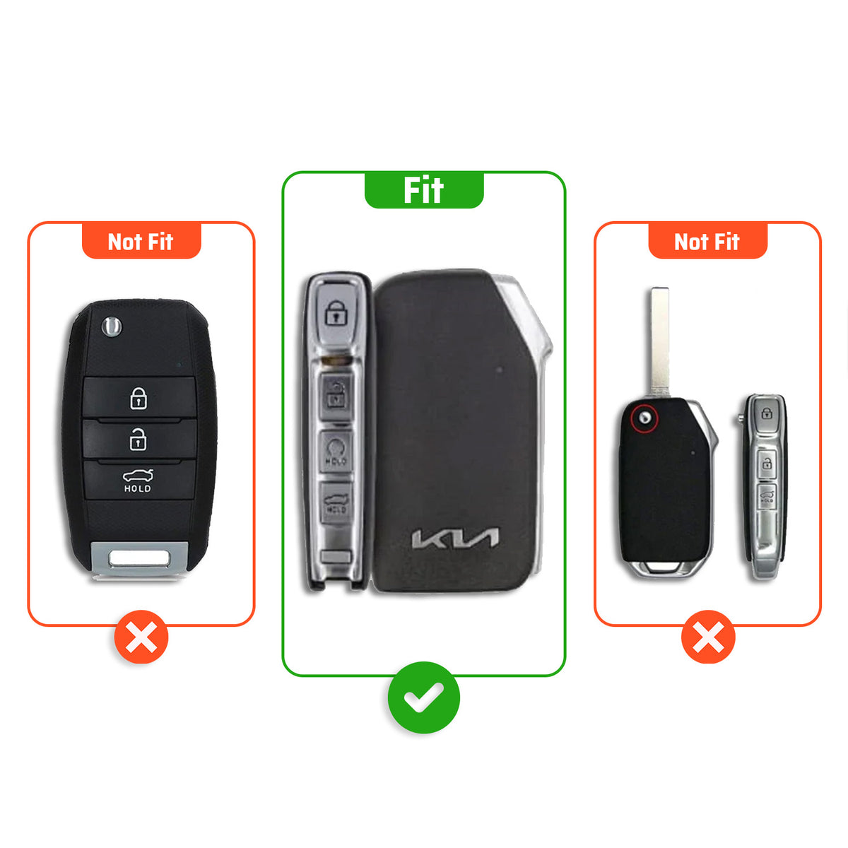 Metal Silicone Key Cover Compatible for Kia Carens Clavis, Seltos, Sonet 2023 facelift (4 Button Smart Key)