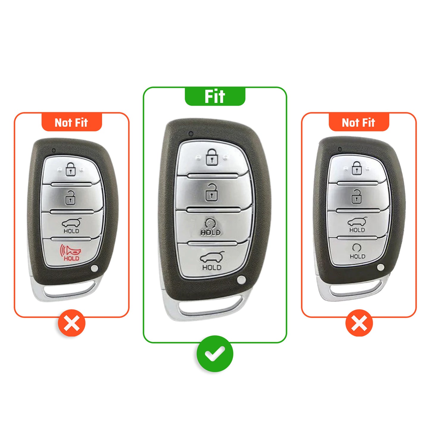 Metal Sapphire Key Cover With Key Chain Compatible with Hyundai: Alcazar, Creta 2021 onwards (4 button smart key)