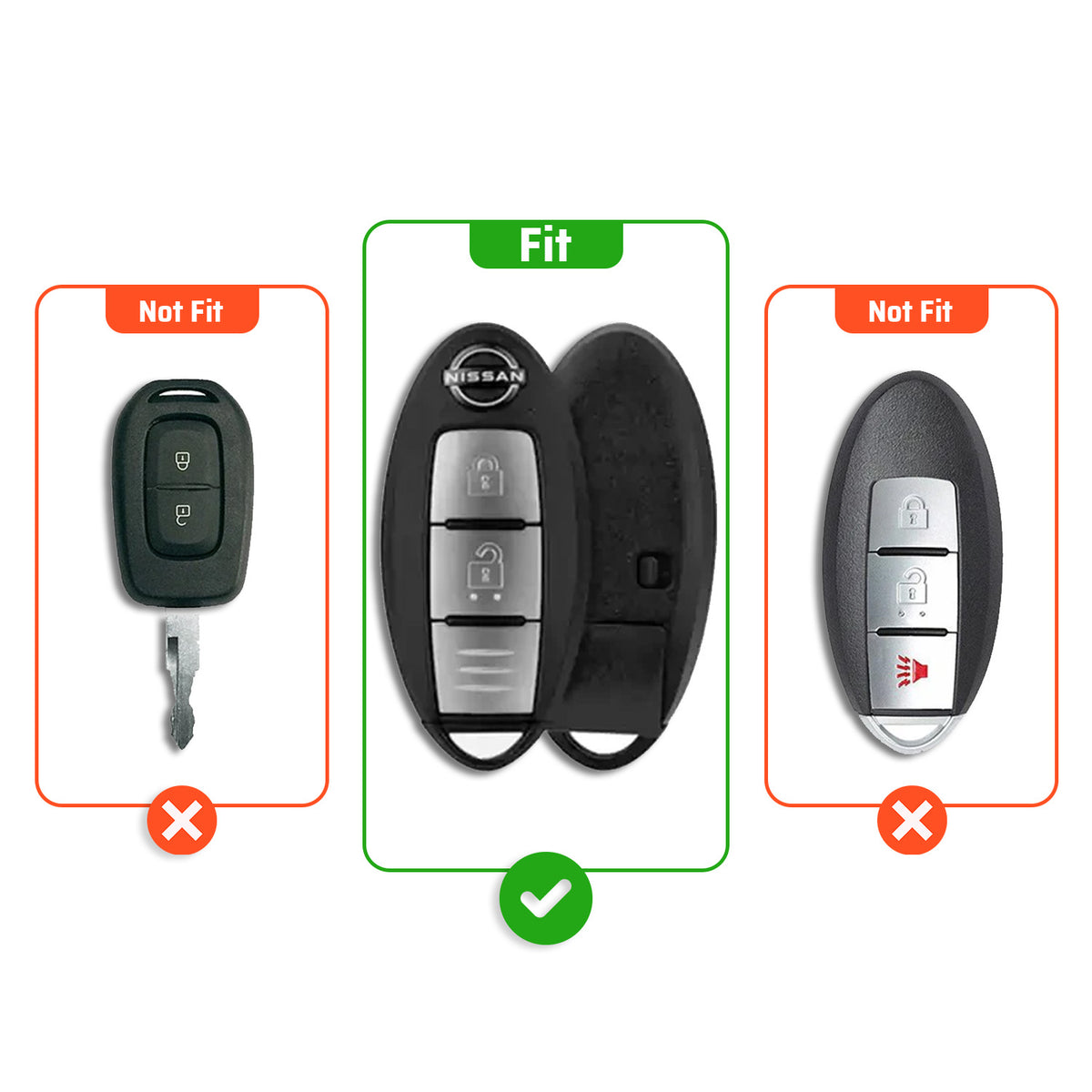 Metal Silicone Key Cover Compatible for Nissan Sunny | Terrano | Magnite (2 button smart key)