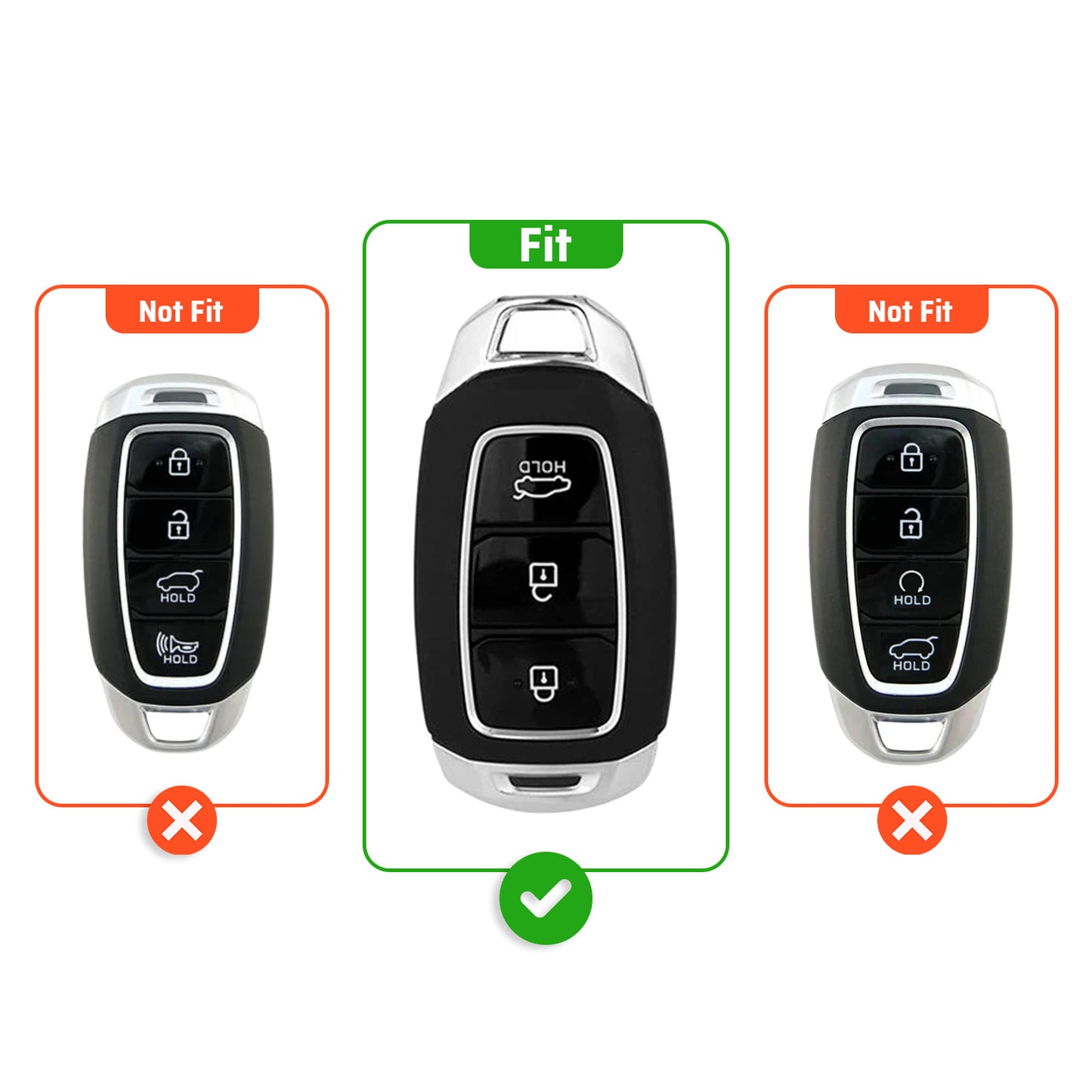 Metal Sapphire Key Cover With Key Chain Compatible with Hyundai : i20, Kona, Verna 2018 onwards (3 button smart key)
