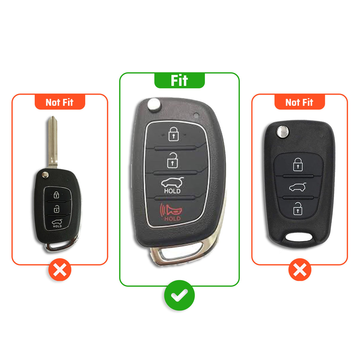 Metal Silicone Key Cover Compatible For Hyundai: Santa Fe (4 Button Flip Key)